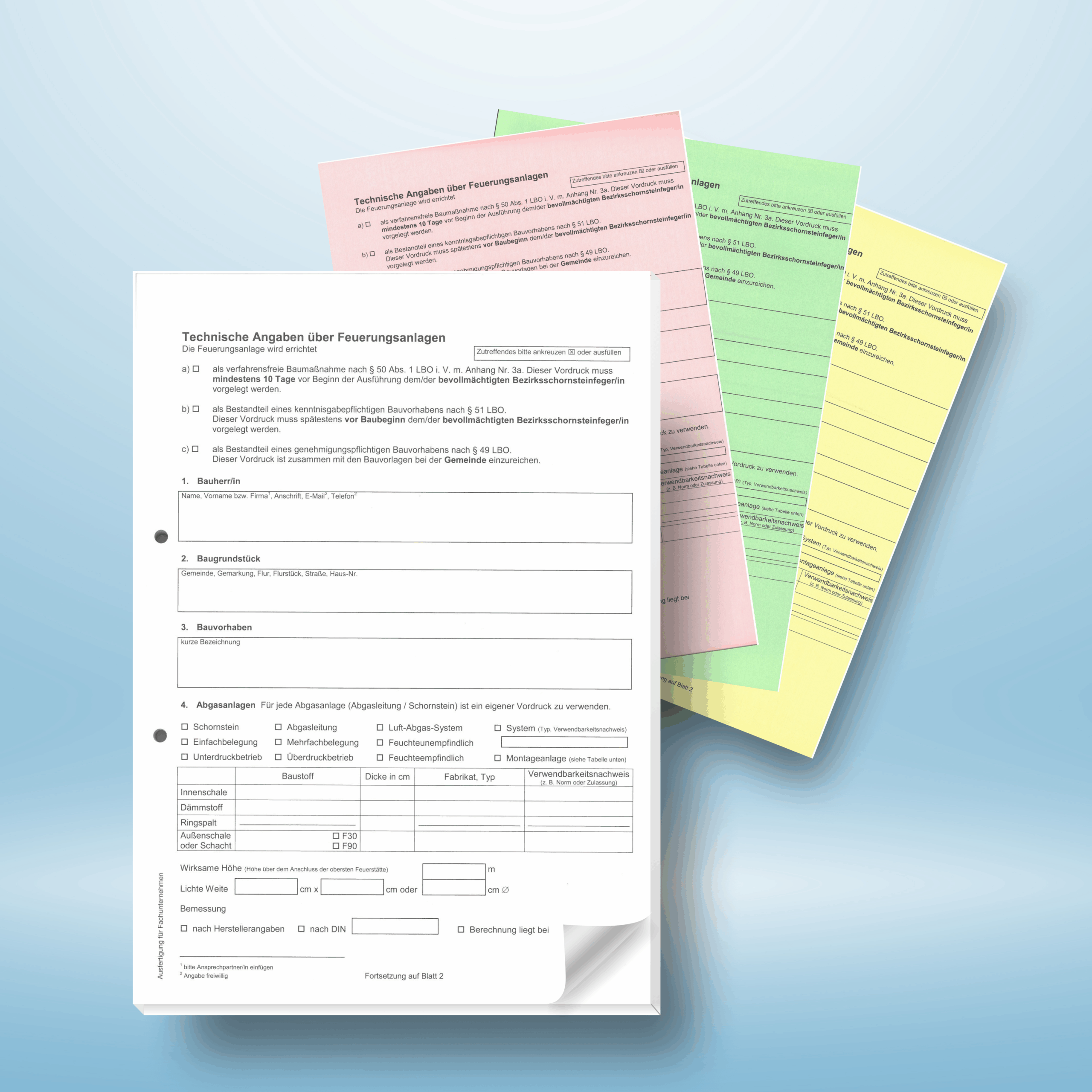 Technische Angaben über Feuerungsanlagen