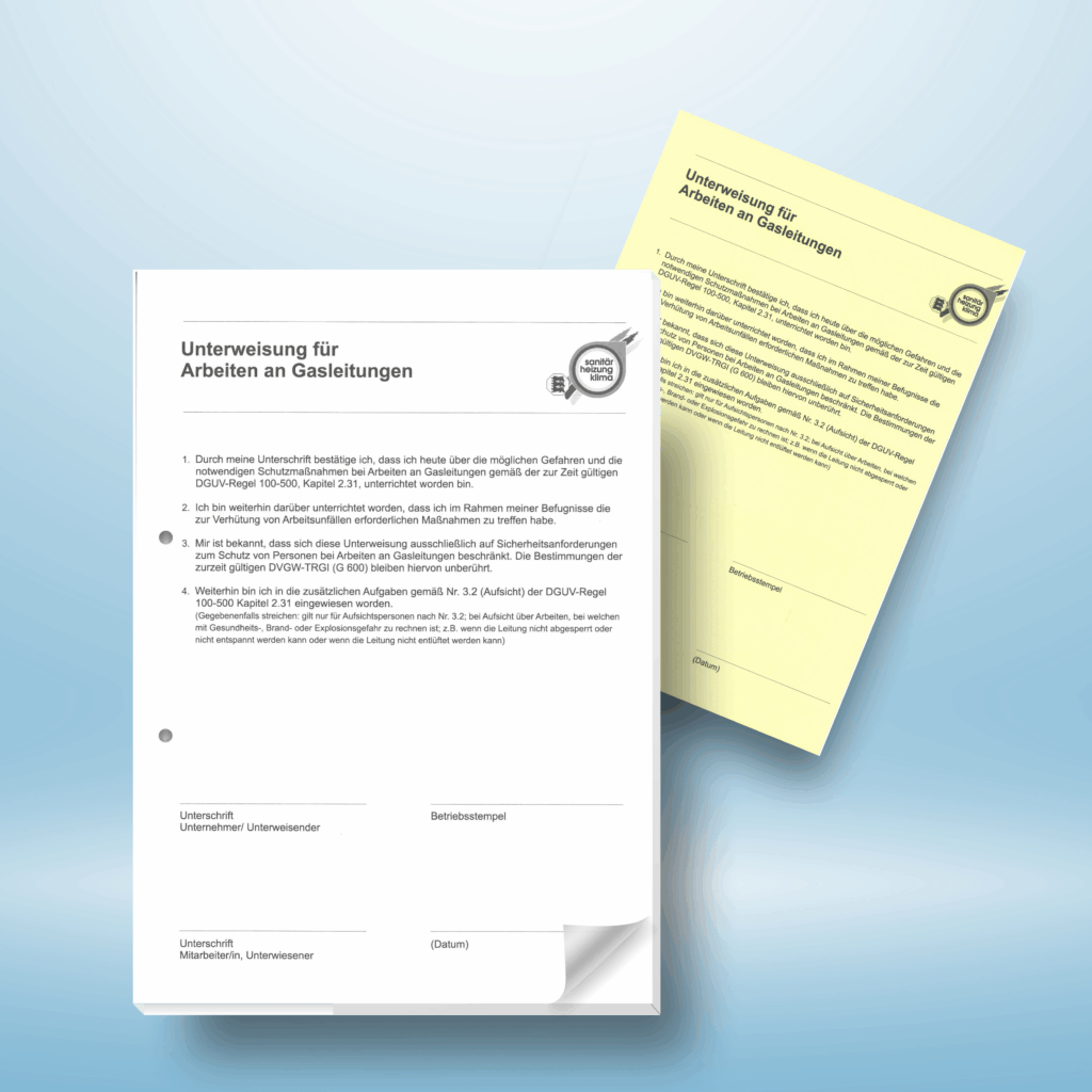 Unterweisung für Arbeiten an Gasleitungen